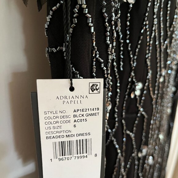 Adrianna Papell Women's Beaded Flutter-Sleeve Midi Dress - Picture 5 of 5